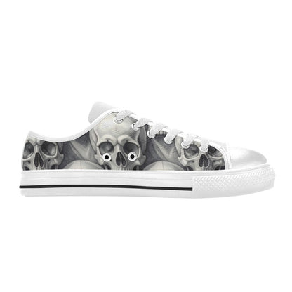 WOMEN'S Hyper Realistic Skull Low Top Canvas Neon Fantasy Custom Sneakers