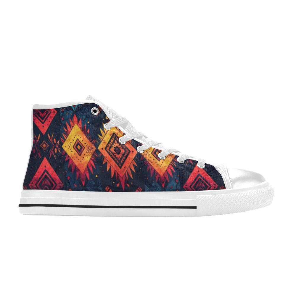 Wild Tribal Ripple 2 Women's High Top Canvas Shoes