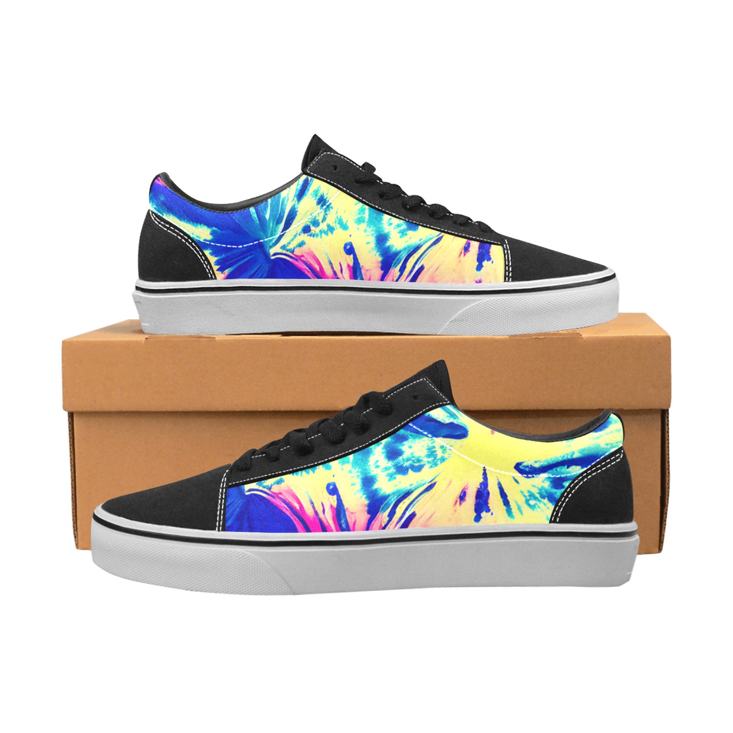WOMEN'S Tie Dye Splash Retro Low Top Skateboarding Vivid Custom Sneakers