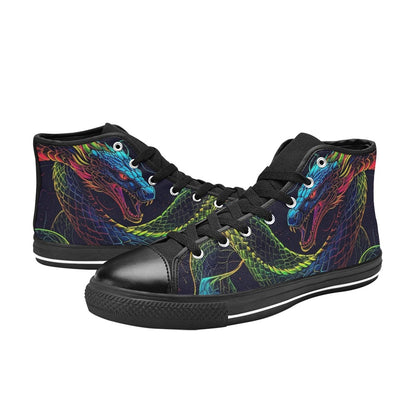 MEN'S Electric Serpent Dream High Top Canvas Dark Academia Custom Shoes