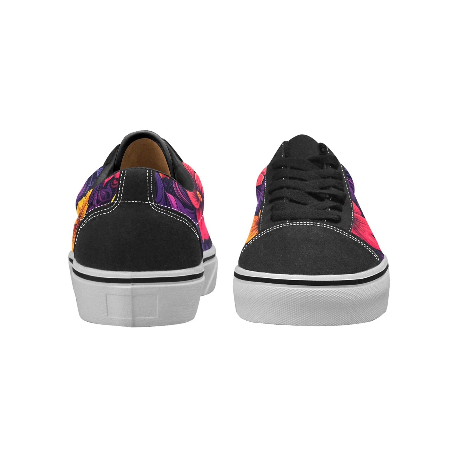 WOMEN'S Exotic Floral Weave Low Top Skateboarding Wallpaper Art Custom Shoes