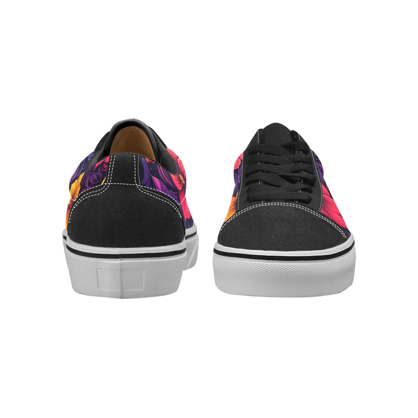 MEN'S Exotic Floral Weave Low Top Skateboarding Neon Fantasy Custom Sneakers