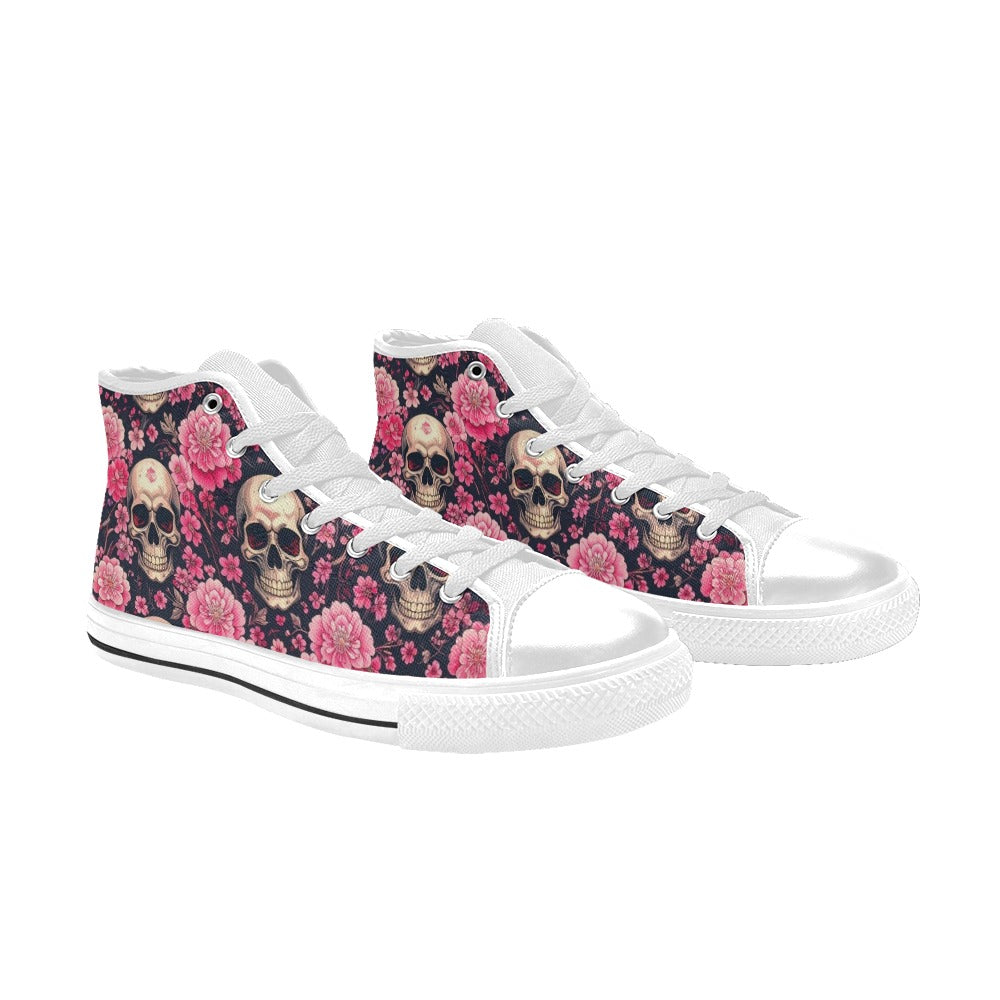 MEN'S Skull Cherry Blossom High Top Canvas Aesthetic Sneakers