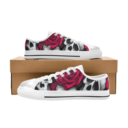 WOMEN'S Cc Skulls Roses 1 Canvas Cottagecore Custom Shoes