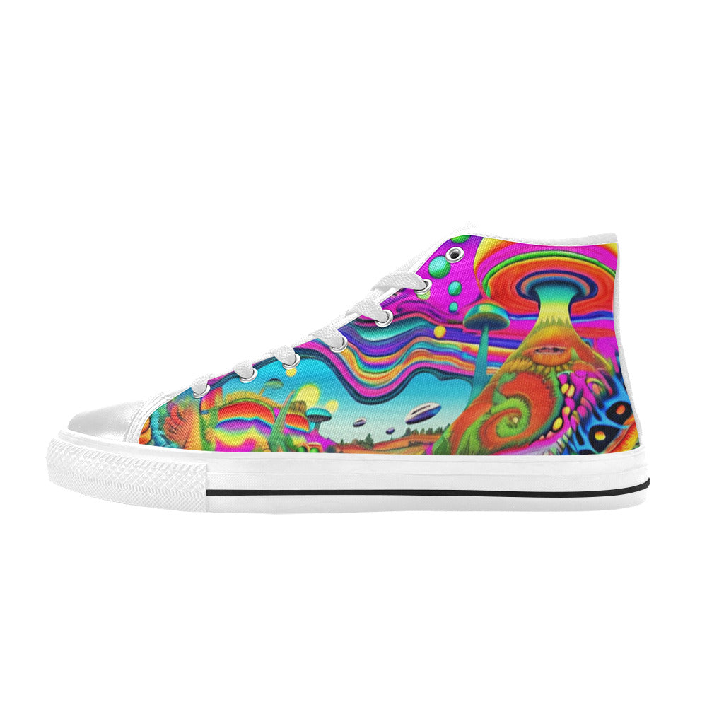MEN'S Trippy World Art 36 High Top Canvas Dark Academia Shoes