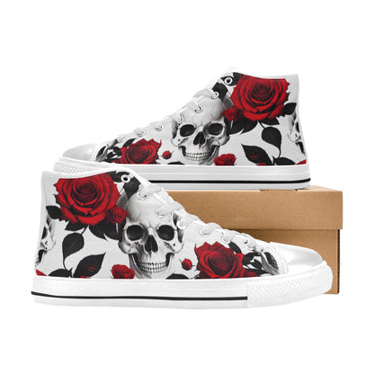 WOMEN'S Skulls Roses Deluxe 3 High Top Canvas Neon Fantasy Shoes