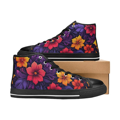 MEN'S Exotic Floral Weave Men’S High Top Canvas Wallpaper Art Custom Sneakers