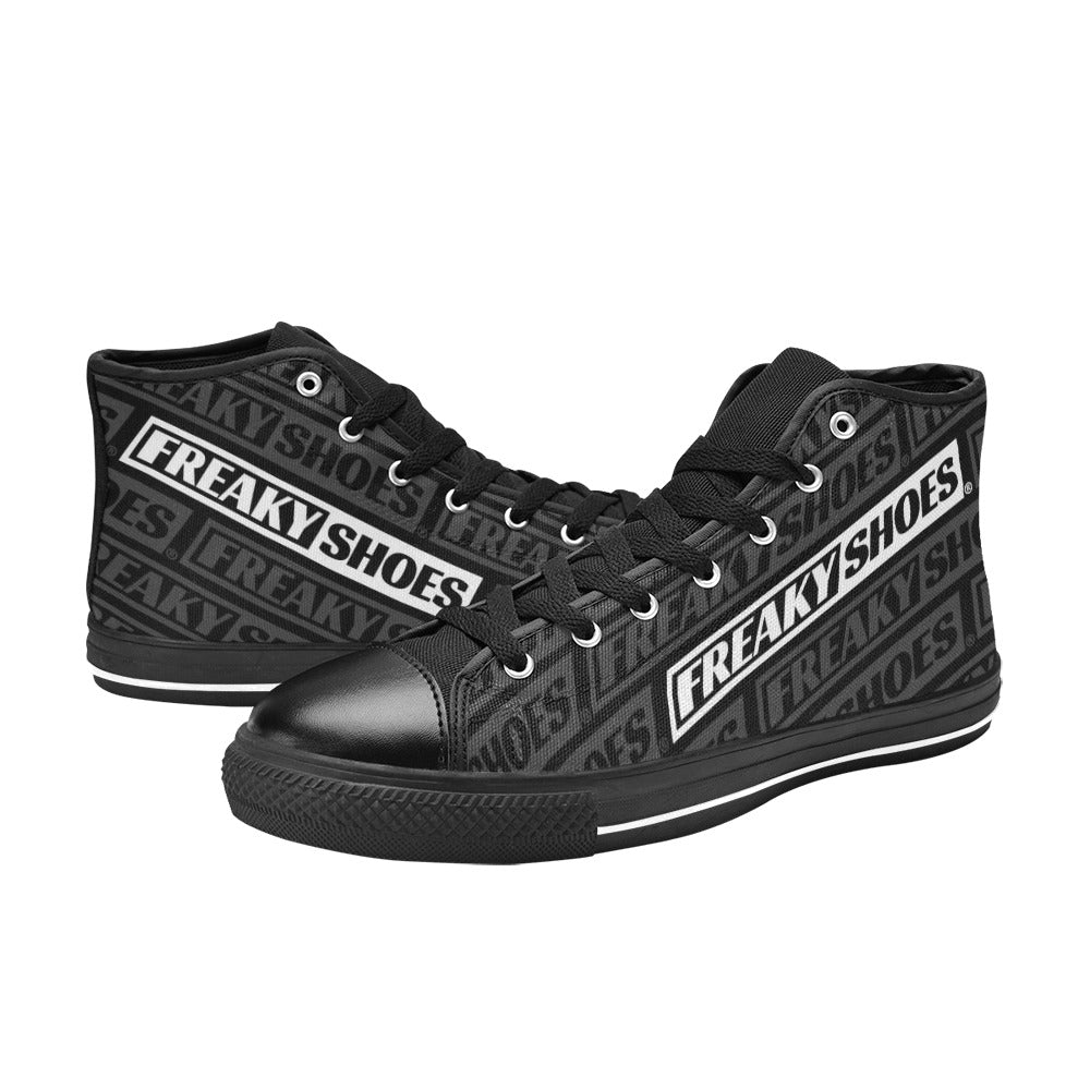 WOMEN'S Freaky Shoes Logo Print High Top Canvas Neon Fantasy Shoes