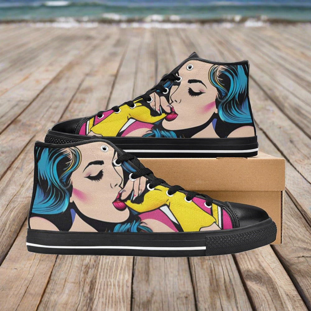 Aurora Borealis Orange Black Vivid WOMEN Bold Art - Freaky Shoes | Custom Art Sneakers