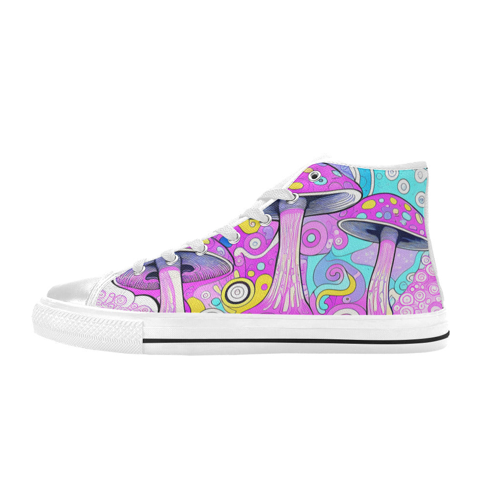 WOMEN'S Magic Mushrooms Art 3 High Top Canvas Grunge Custom Shoes