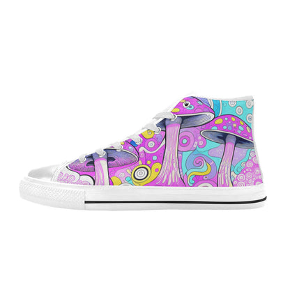 WOMEN'S Magic Mushrooms Art 3 High Top Canvas Grunge Custom Shoes