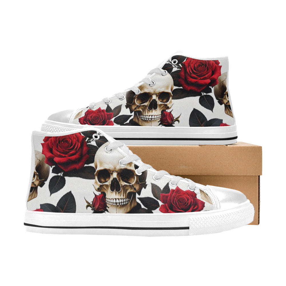 WOMEN'S Skulls Roses Deluxe High Top Canvas Aesthetic Sneakers