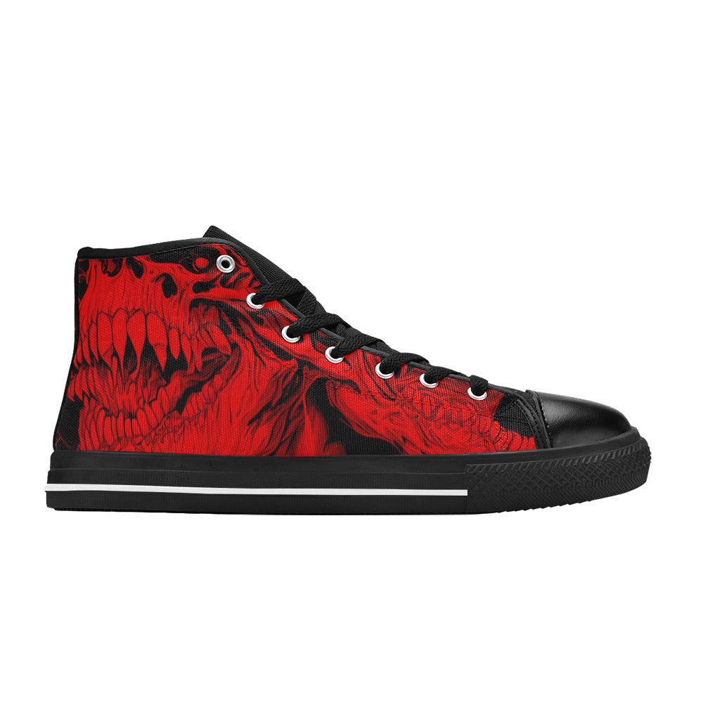 WOMEN'S Cc Demons Red High Top Canvas Neon Fantasy Custom Sneakers