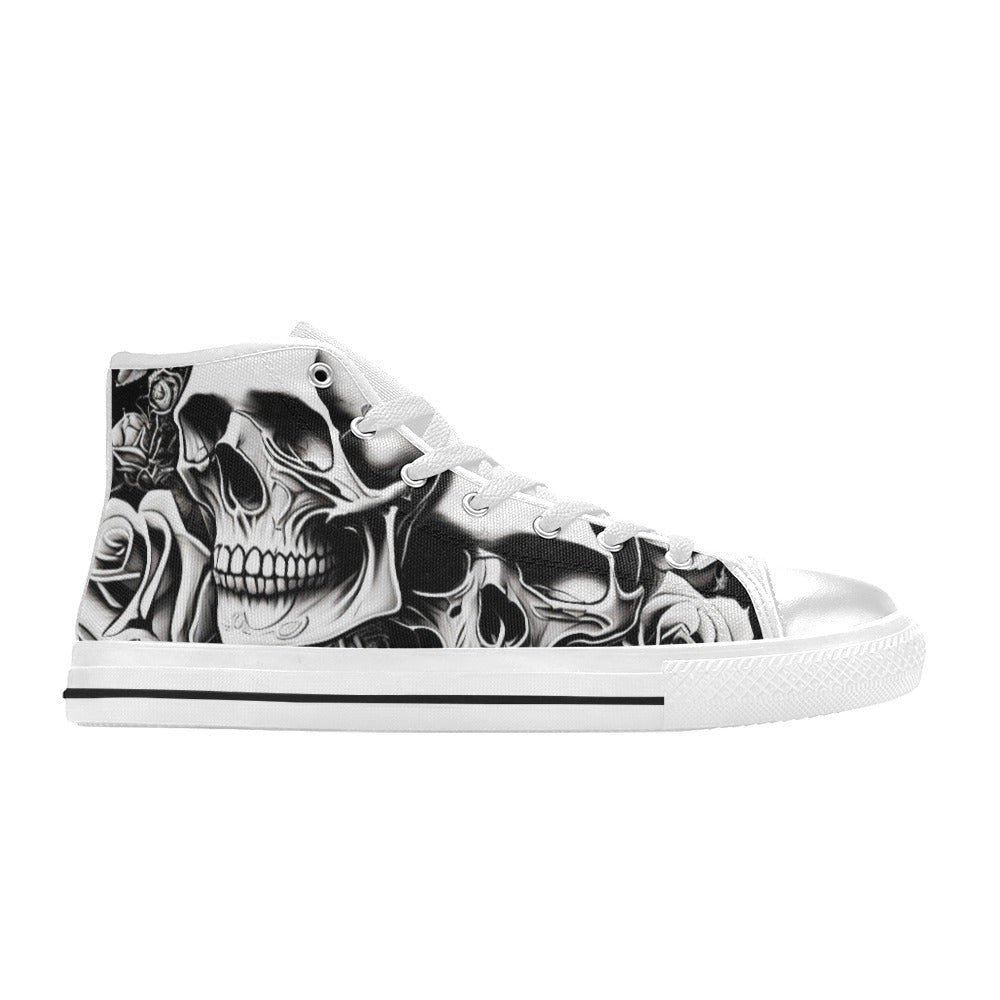 MEN'S Cartoon Style Skulls & Roses High Top Canvas Shoes | Freaky Shoes®