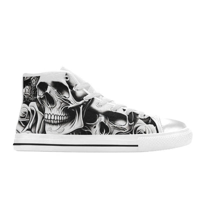 MEN'S Cartoon Style Skulls & Roses High Top Canvas Shoes | Freaky Shoes®