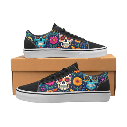 MEN'S Rainbow Sugar Skull Weave Low Top Skateboarding Vibrant Chaos Sneakers