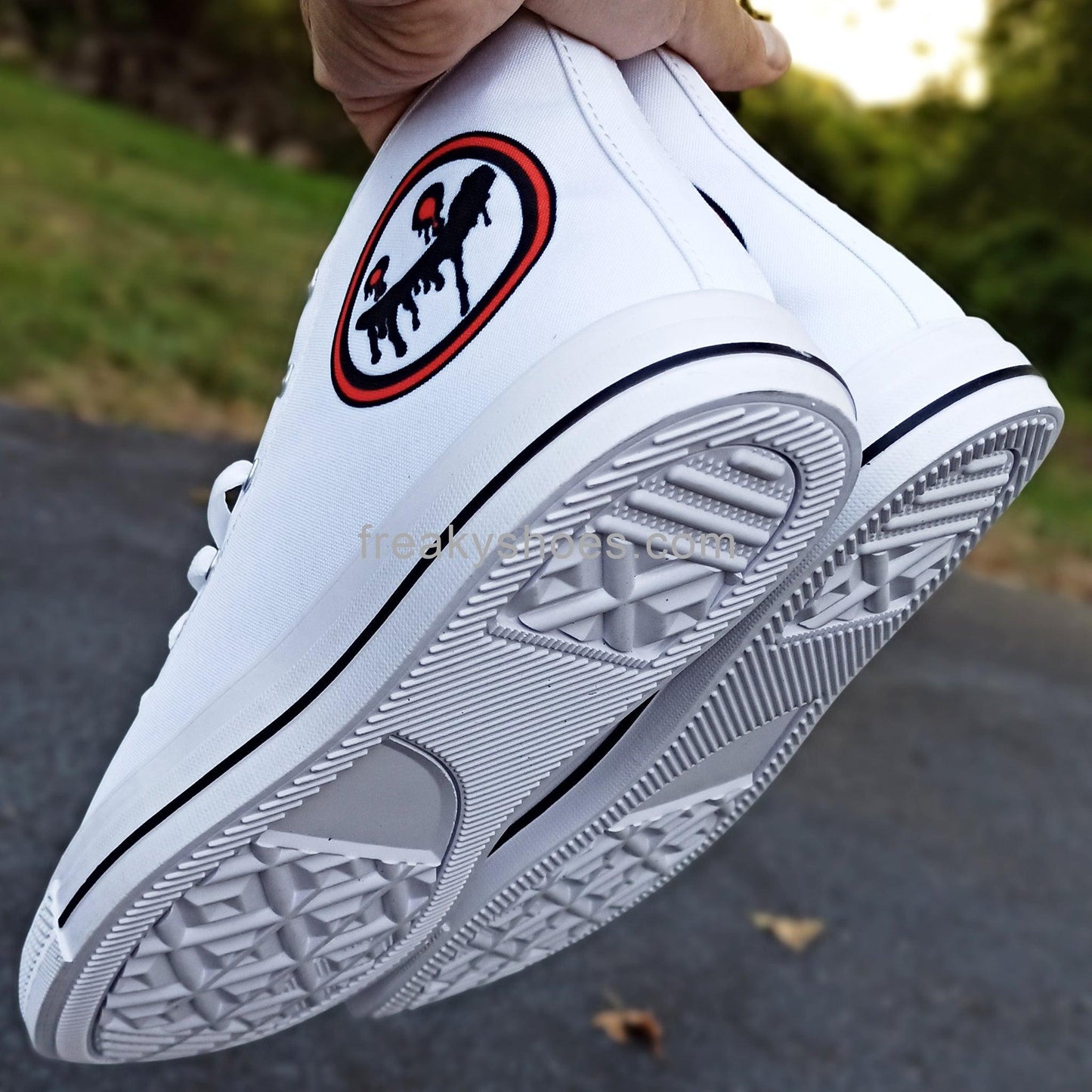 Men's Tops Freaky Logo custom high-top canvas shoes — wearable art by Freaky Shoes
