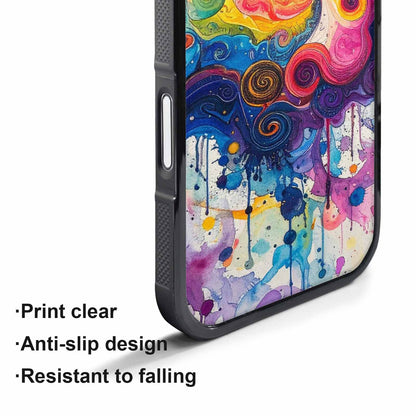 iPhone 17 Air Case — Tie Dye Swirls Black Blue Tie, Original Design Phone Case