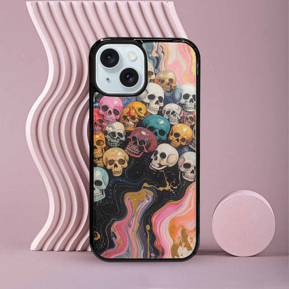 iPhone 15 Case — Skulls Marbleskulls Pattern, Custom Art Phone Cover