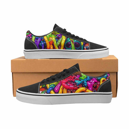 WOMEN'S Toxic Skeleton Hot Dog Lace-Up Canvas Aesthetic Custom Shoes