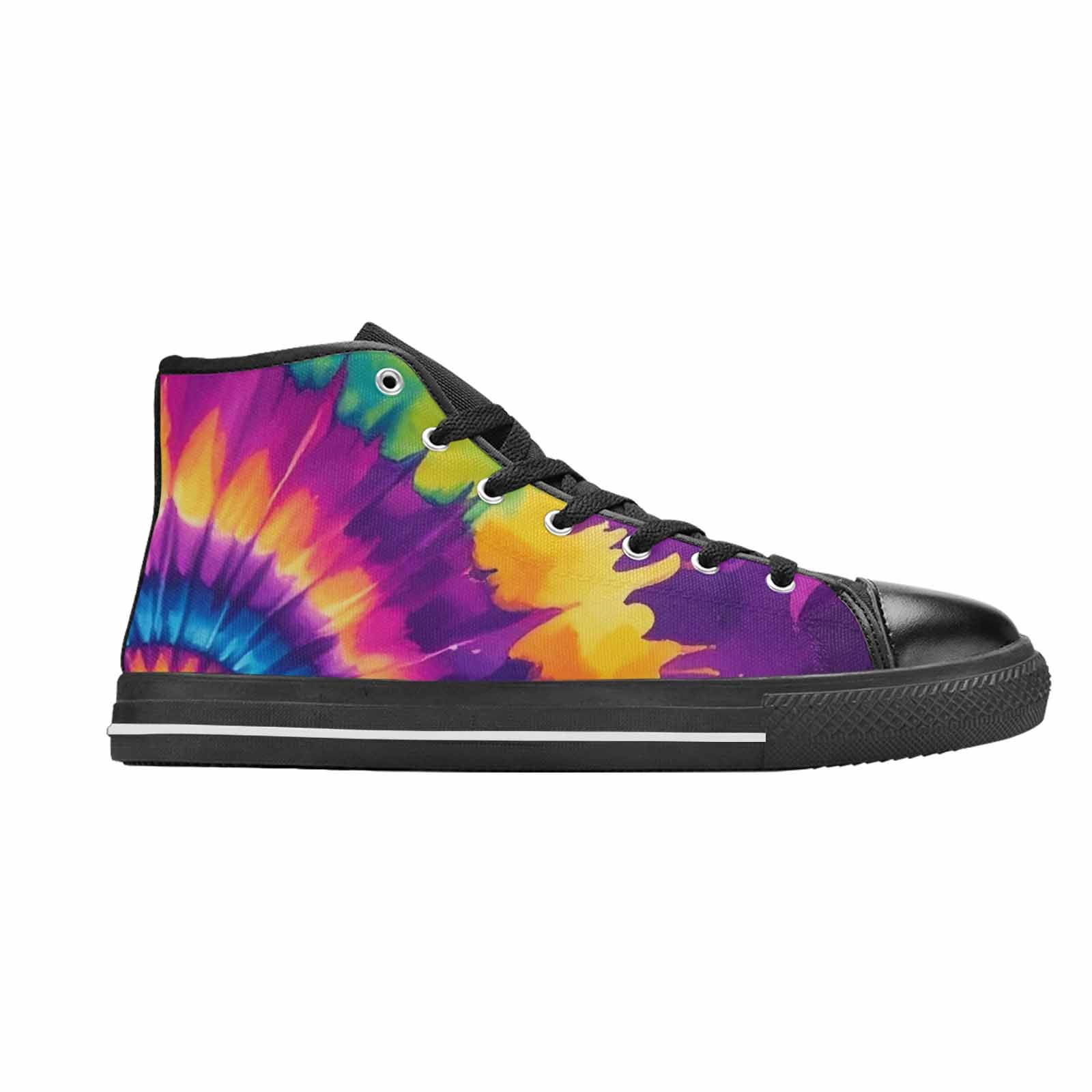MEN'S Tie Dye Neon Spiral Burst High Top Canvas Dreamcore Custom Shoes