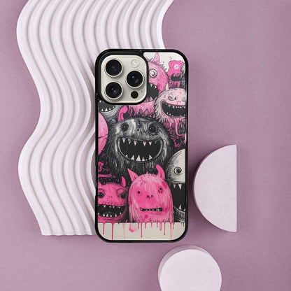 iPhone 16 Pro Max Case — Monsters General Black Pink Ink Cartoon, Custom Designed Case Cover