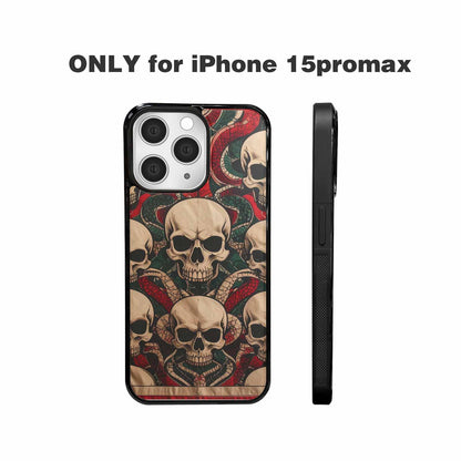iPhone 15 Pro Max Case — Traditional Tattoo Style Skulls Entwined With, Custom Phone Case