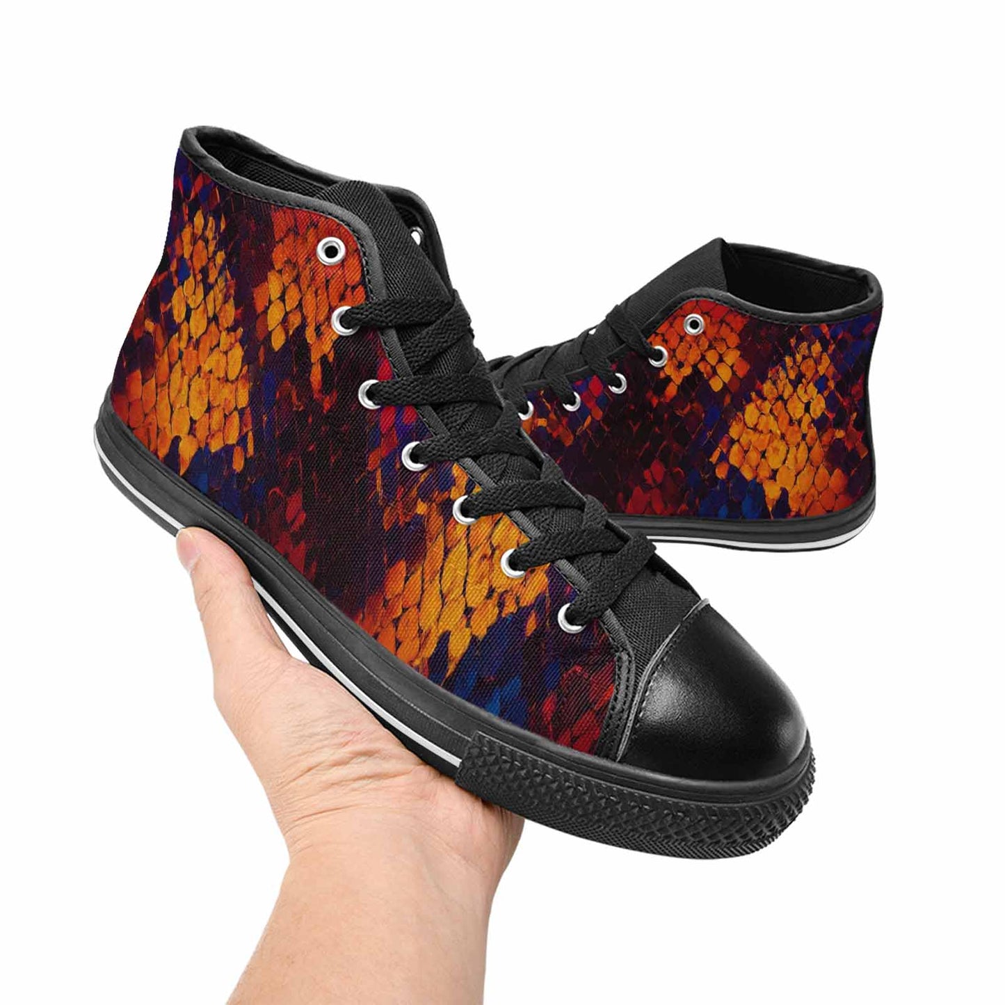 MEN'S Dark Snake Print High Top Canvas Dark Academia Shoes