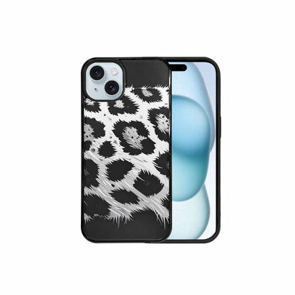 iPhone 15 Plus Case — Leopard Print Black And White Style, Original Design Phone Case