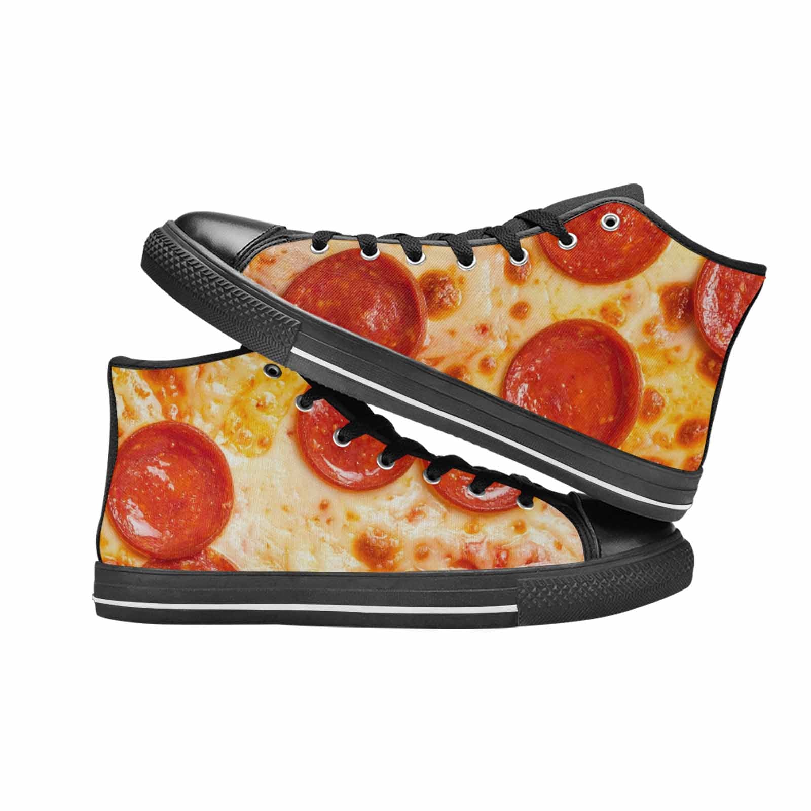 MEN'S Pepperoni Pizza Print High Top Canvas Dreamcore Custom Sneakers