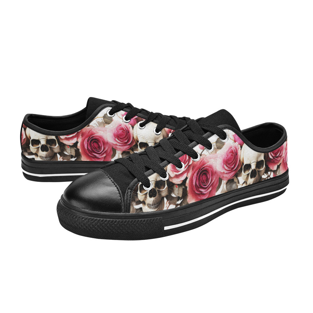 WOMEN'S Skulls Roses Deluxe 14 Canvas Vibrant Chaos Custom Sneakers