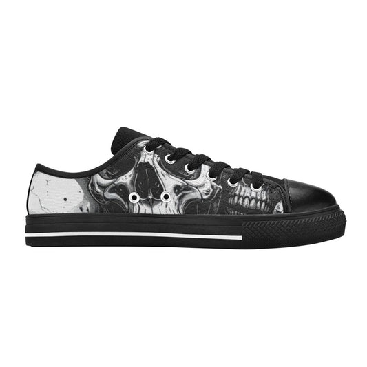 KIDS' Aggressive Comic Skull Black Low Top Canvas Y2K Sneakers