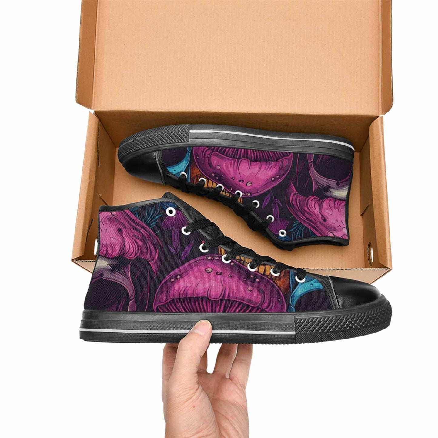 WOMEN'S Mushroom Skull High Top Canvas Y2K Custom Sneakers
