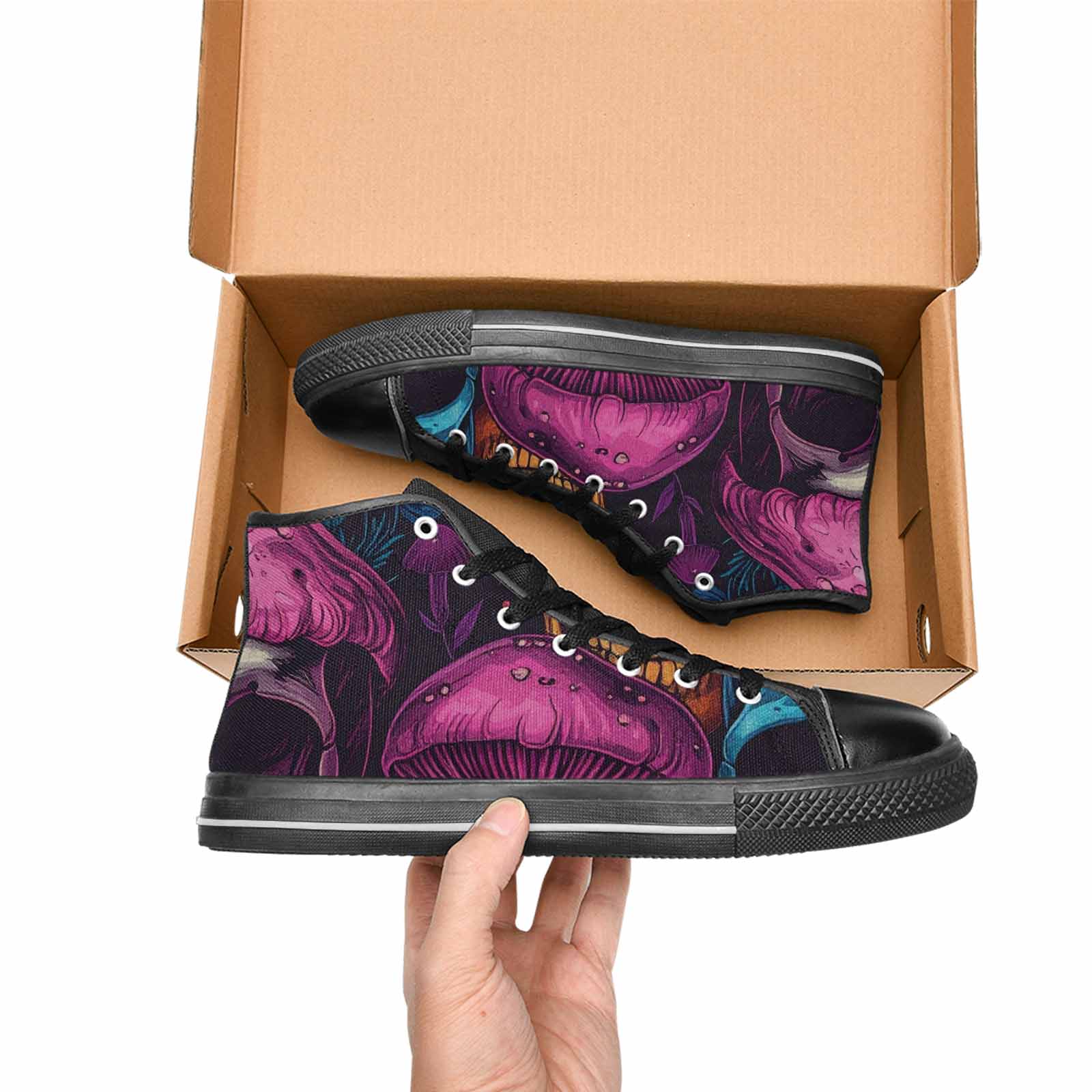 WOMEN'S Mushroom Skull High Top Canvas Y2K Custom Sneakers
