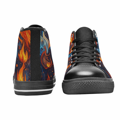 WOMEN'S Fire Flame High Top Canvas Neon Fantasy Sneakers