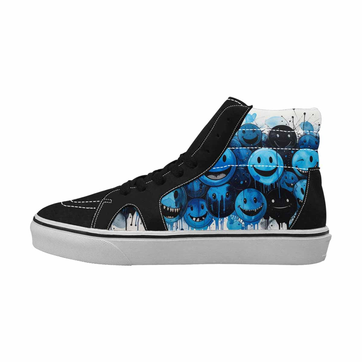 MEN'S Melting Moon Smiley High Top Canvas Kaleidoscope Custom Sneakers