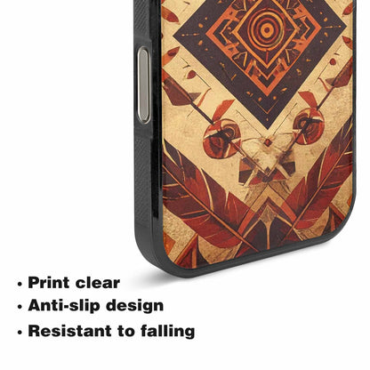 iPhone 16 Pro Case — Native American Geometric Pattern Arrows Feathers, Custom Printed Phone Case