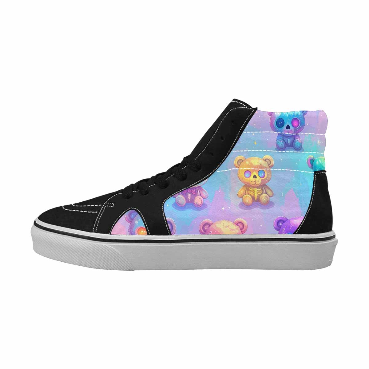 MEN'S Rainbow Teddy Skeletons Eye High Top Canvas Aesthetic Shoes