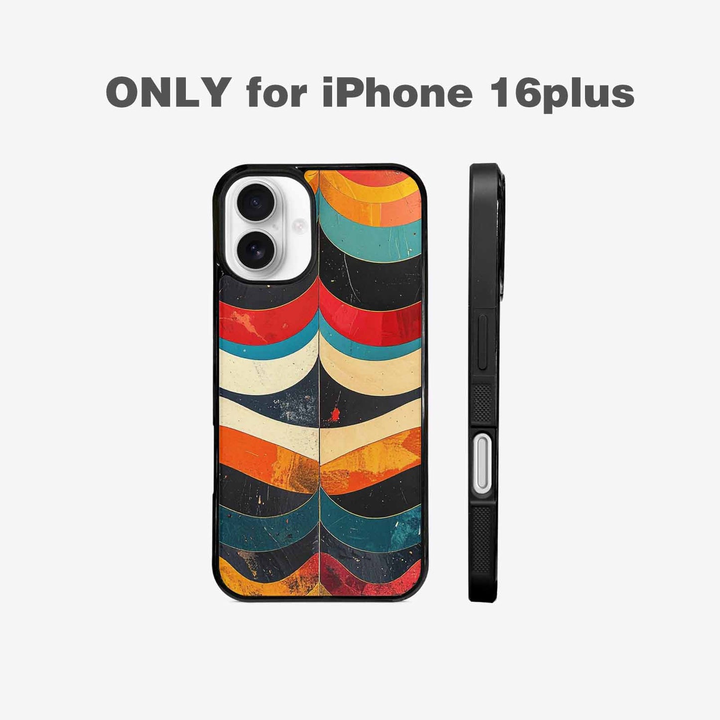 iPhone 16 Plus Case — Retro Wave Scallop Stripe Small Whj, Custom Made Phone Cover