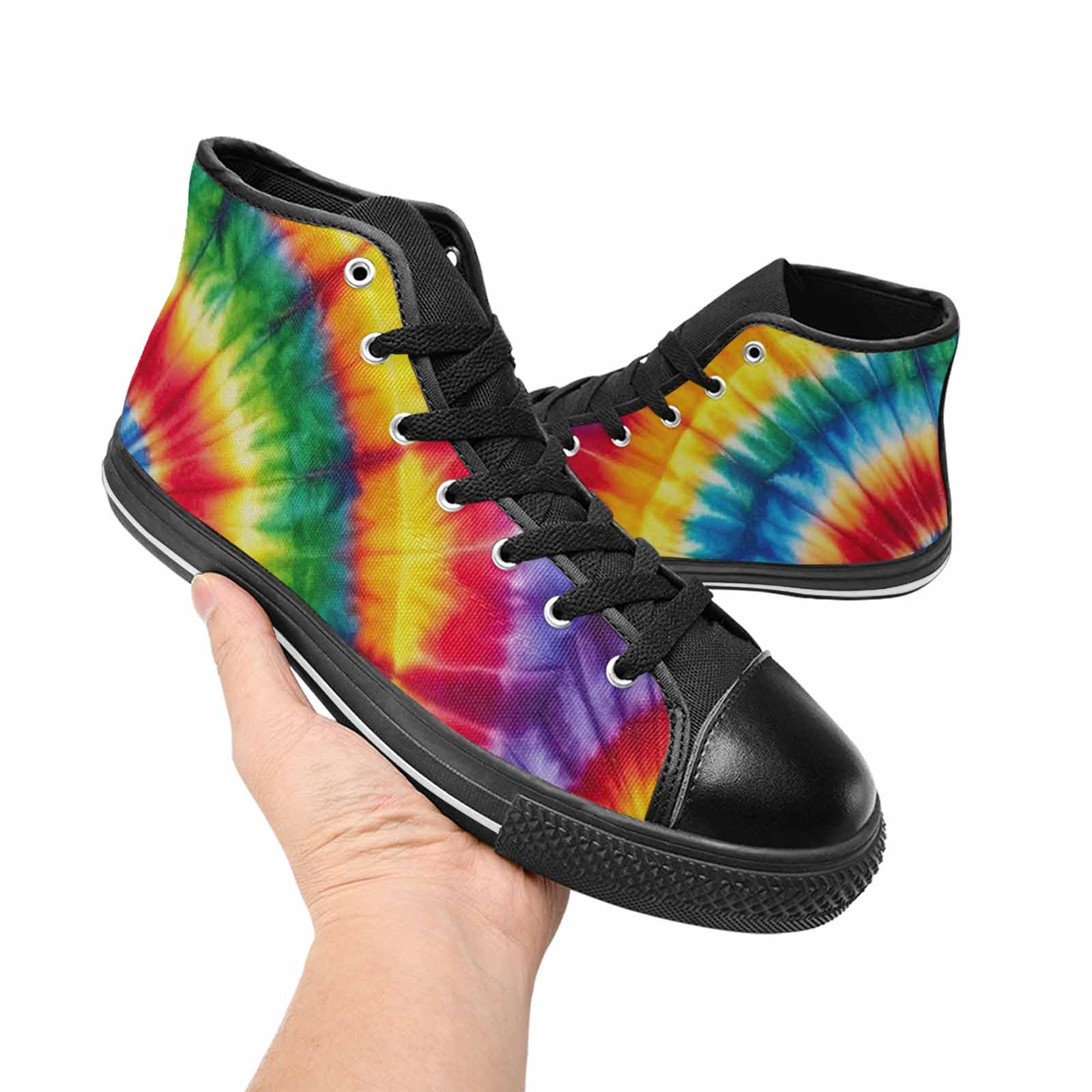 WOMEN'S Tie Dye Rainbow Spiral High Top Canvas Vivid Sneakers