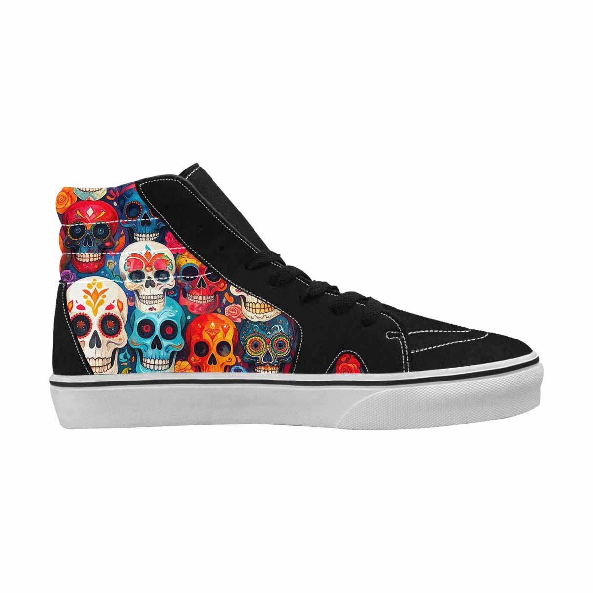 WOMEN'S Skull High Top Canvas Wallpaper Art Custom Shoes