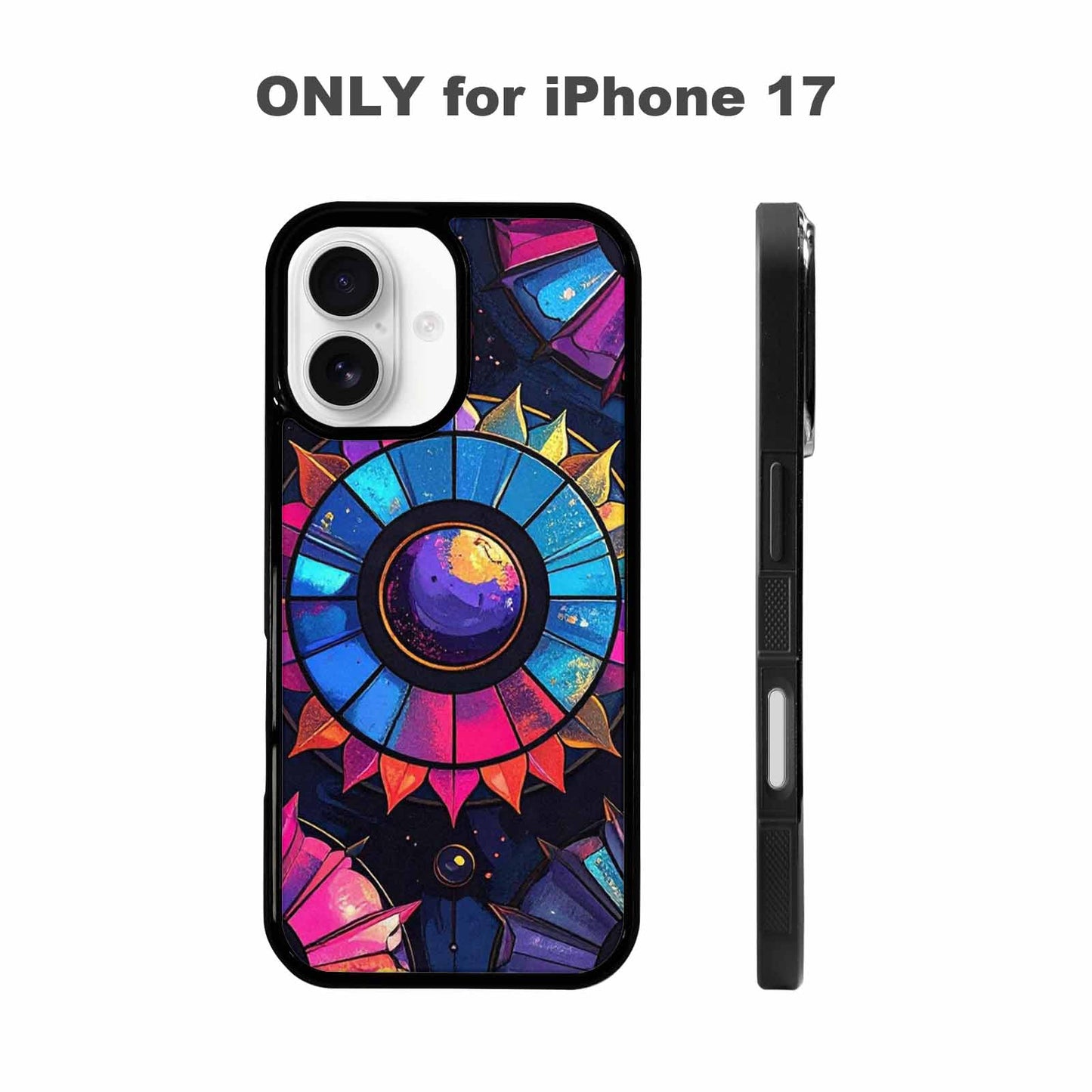 iPhone 17 Case — Iridescent Fantasy Sun Original Art, Custom Made Phone Cover