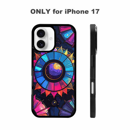 iPhone 17 Case — Iridescent Fantasy Sun Original Art, Custom Made Phone Cover
