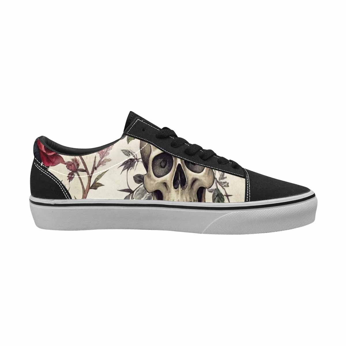 MEN'S Skulls - Roses Canvas Lace-Up Vibrant Chaos Custom Shoes