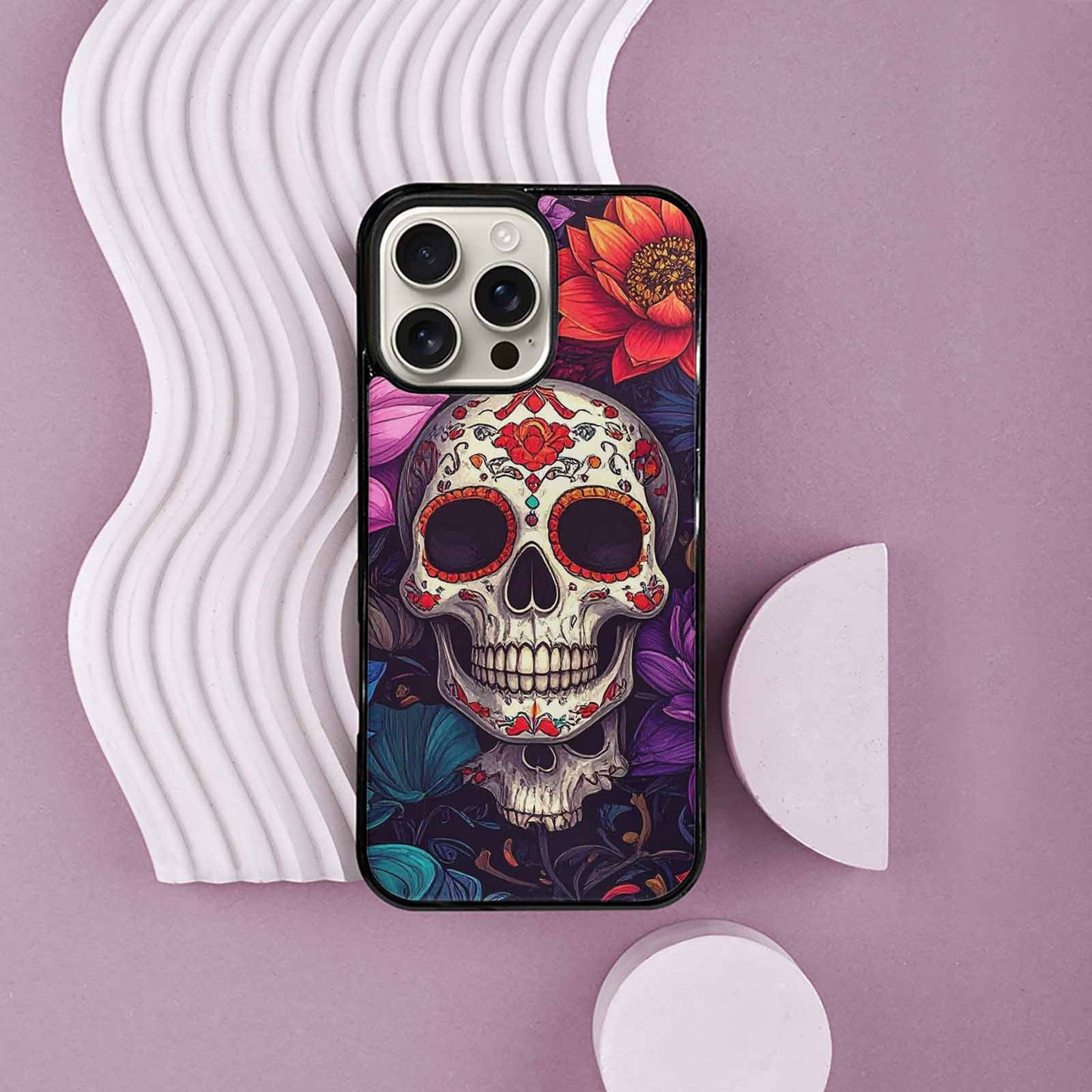 iPhone 16 Pro Max Case — Lotus Skulls, Custom Made Phone Cover