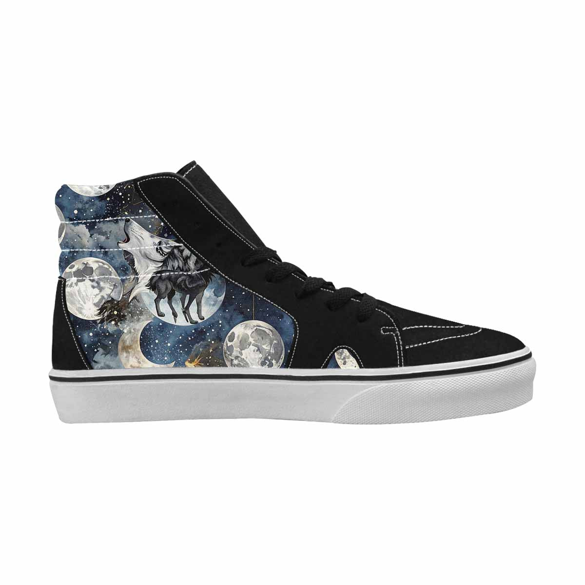 WOMEN'S Wolf Silhouette Moon High Top Canvas Wallpaper Art Custom Shoes