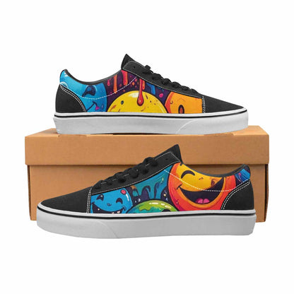 WOMEN'S Melting Moon Smiley Lace-Up Canvas Surreal Custom Shoes