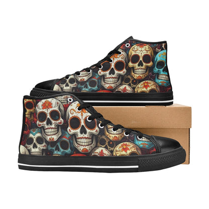 WOMEN'S Aggressive Comic Sugar Skull High Top Canvas Aesthetic Sneakers