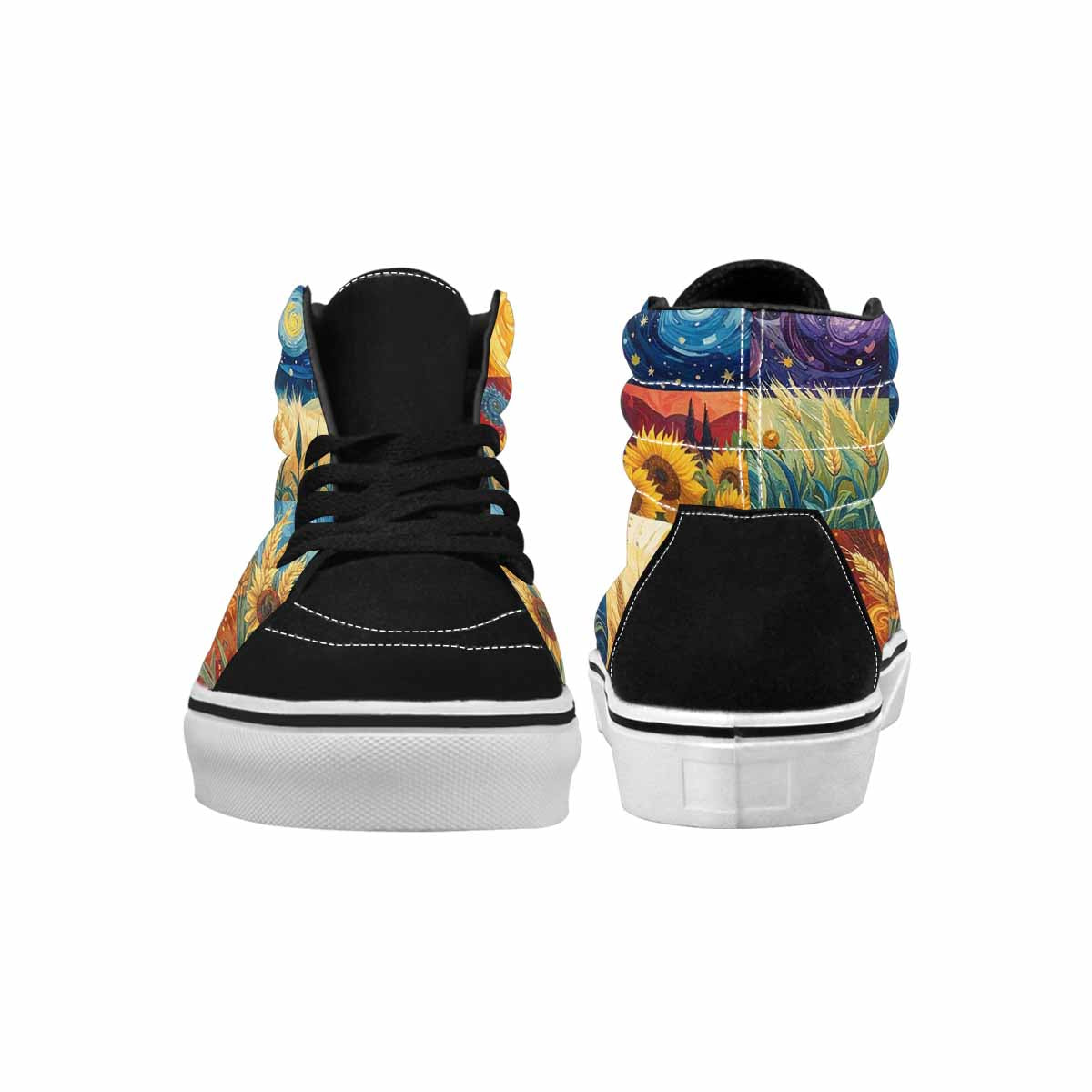 WOMEN'S Van Gogh-Style Swirl High Top Canvas Dark Academia Custom Sneakers