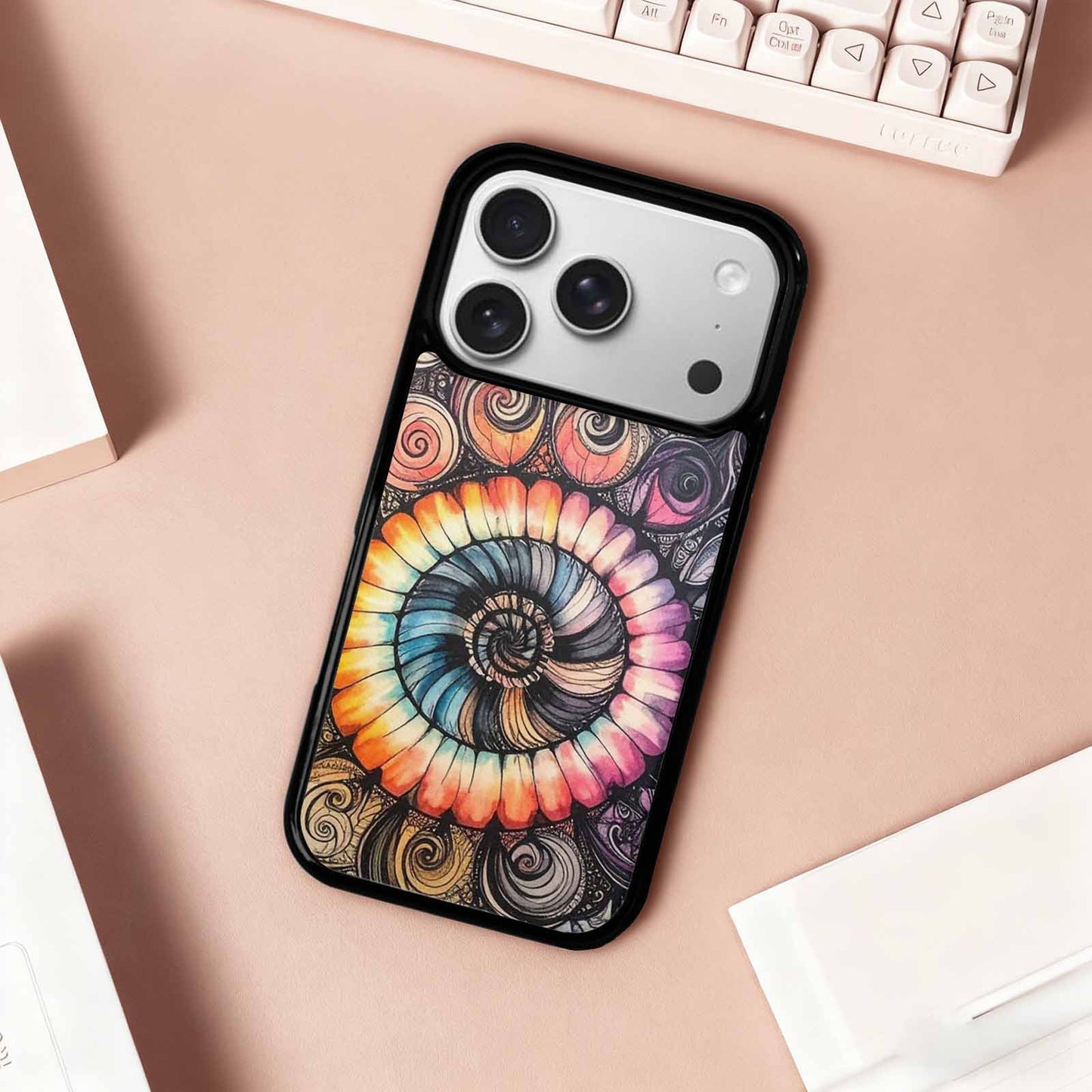 iPhone 17 Pro Case — Tie Dye Swirls Black White Tie, Custom Made Phone Cover